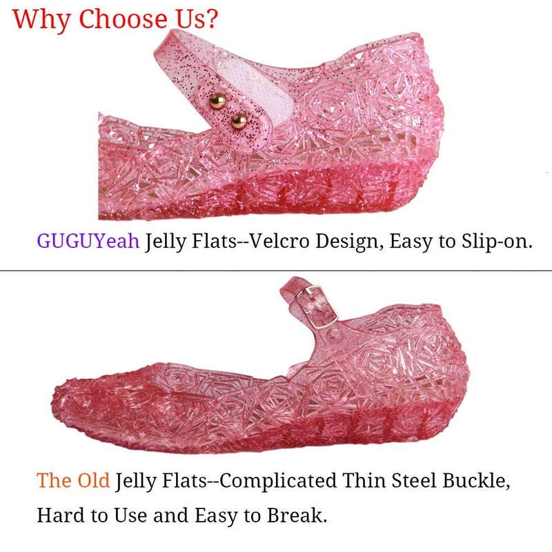 GUGUYeah Pink Princess Costumes Cute Jelly Flats Shoes,Cosplay Birthday Party Dress Up Sandals for Little Girls, Toddler or Kids - Image 3